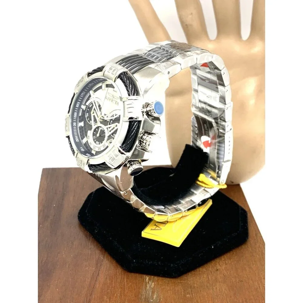 Invicta Men's Watch 29569 Bolt Quartz Chronograph Silver Black Stainless Steel